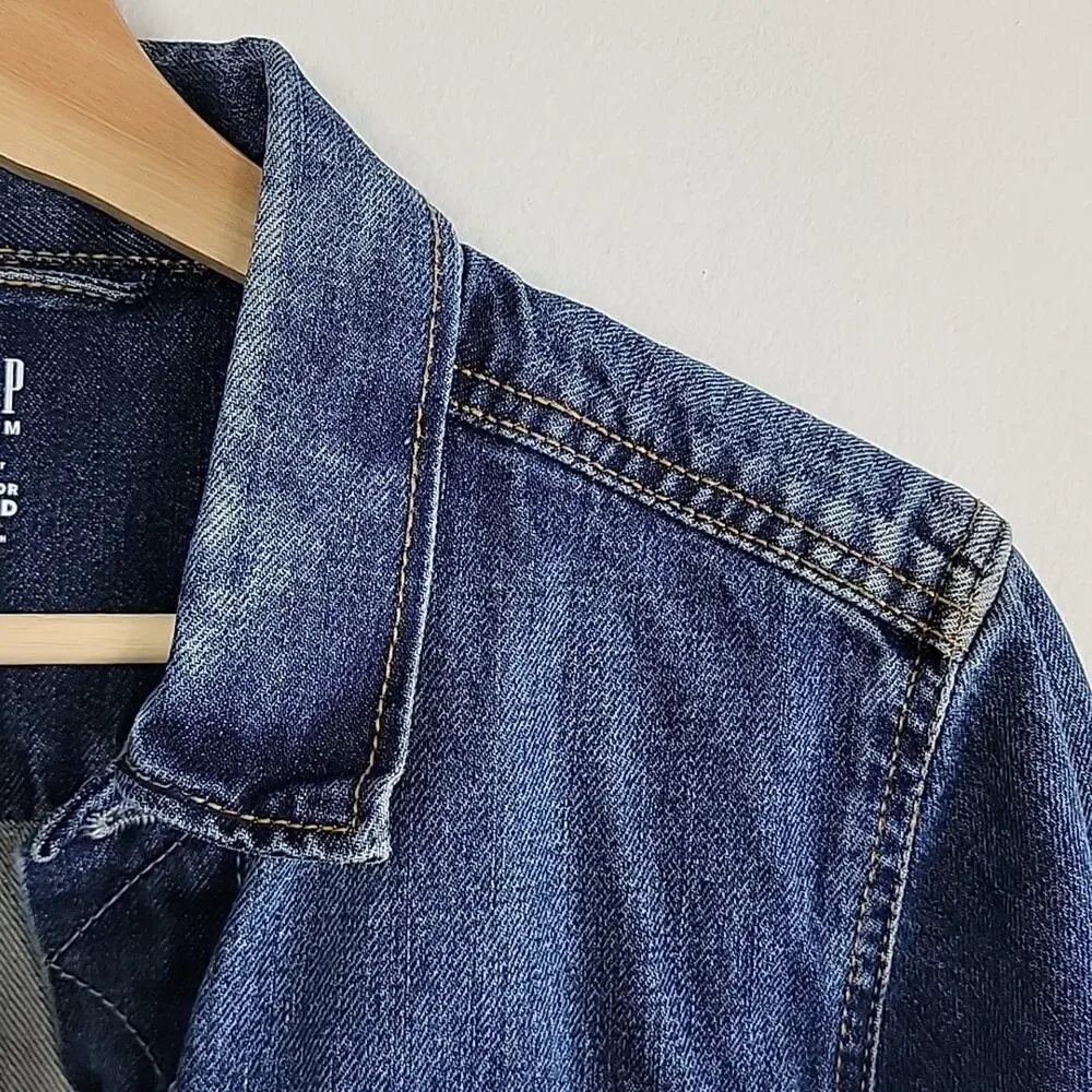 Gap Denim Kids Blue Distressed Jean‎ Button-Up Jacket Size Large (10-11)